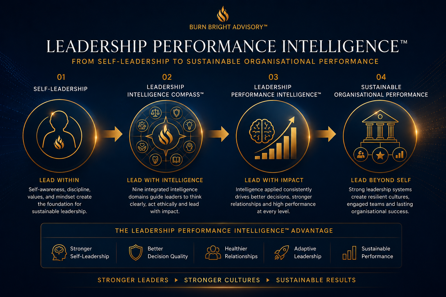 Compass illustration representing the nine interconnected domains of the Leadership Intelligence Compass