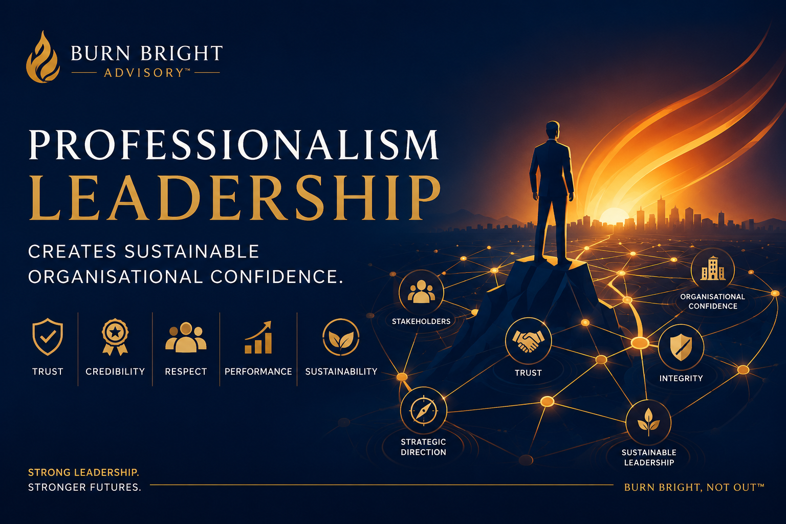 Executive demonstrating professionalism leadership and credibility