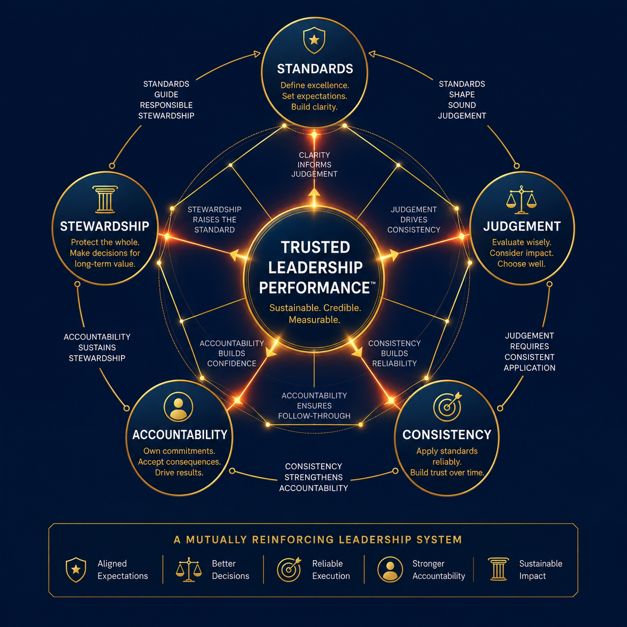 The five dimensions of Professionalism Intelligence: Standards, Judgement, Consistency, Accountability and Stewardship