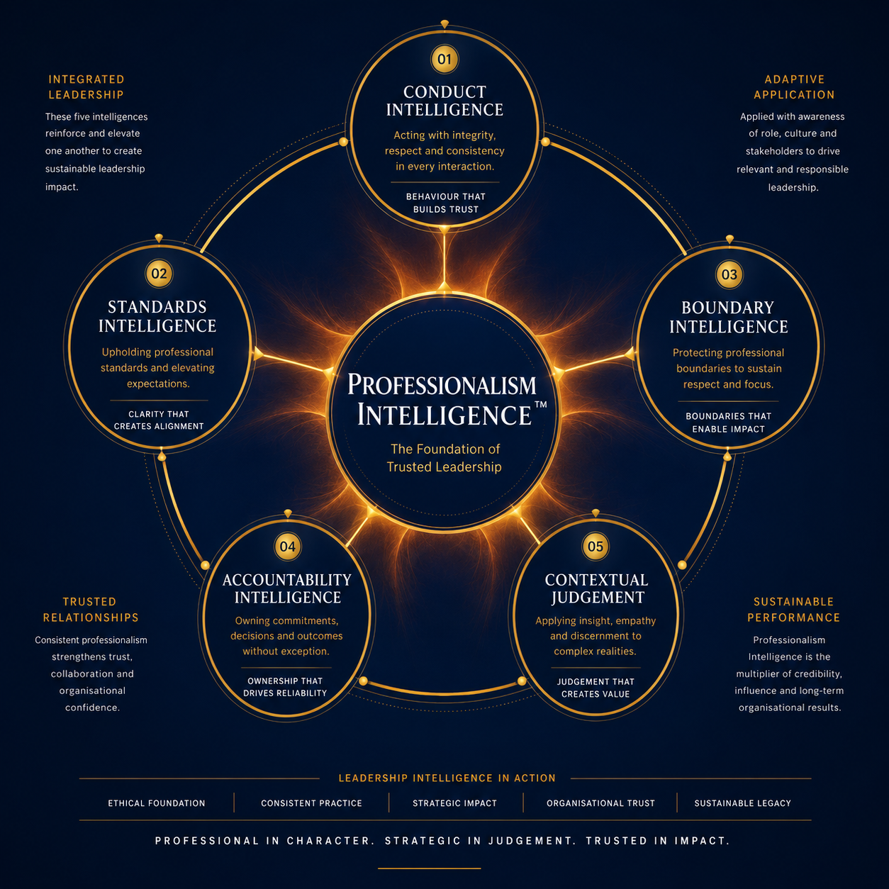 Five-level Professionalism Intelligence maturity model from compliance to system leadership