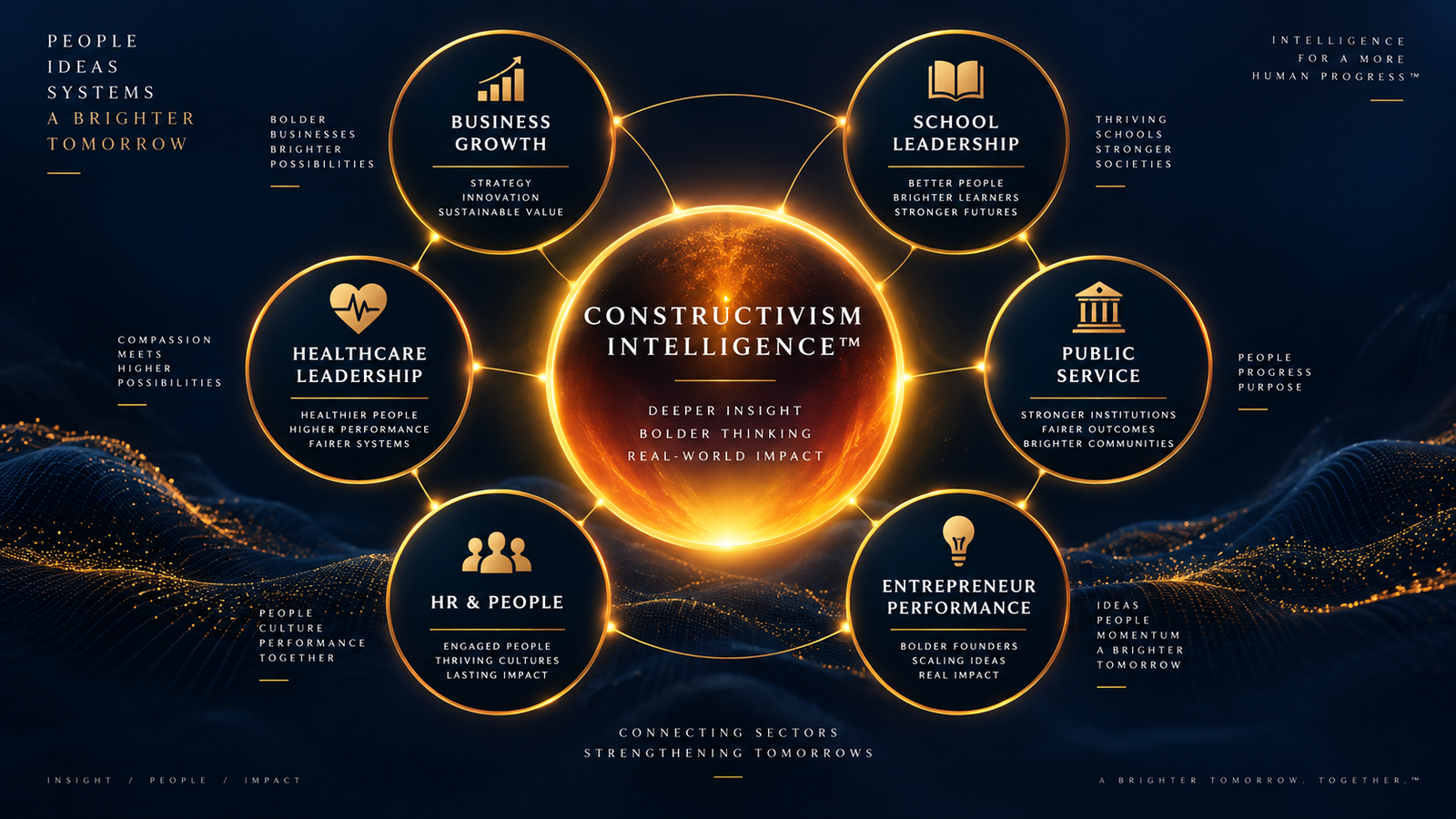 Sector applications of Constructivism Intelligence across business, school, healthcare, public service, HR and entrepreneurship